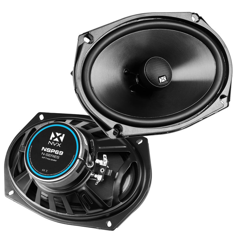 NVX NSP69 6x9 2-Way Coaxial Speakers Bundle with Metra 72-1002 Harness â€“ 900W Peak, Silk Dome Tweeters, Plug-and-Play Install for Select 1979â€“2002 Jeep/Dodge/Cadillac - Image 1